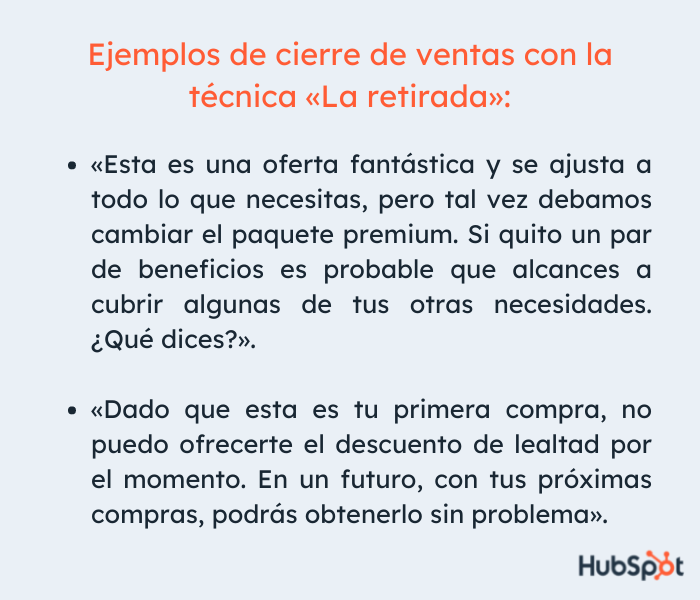 Cierres de ventas con la técnica de la retirada