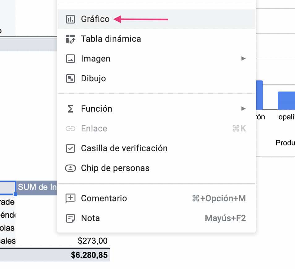 Insertar Gráfico para segunda tabla dinámica para crear un dashboard de ventas en Excel