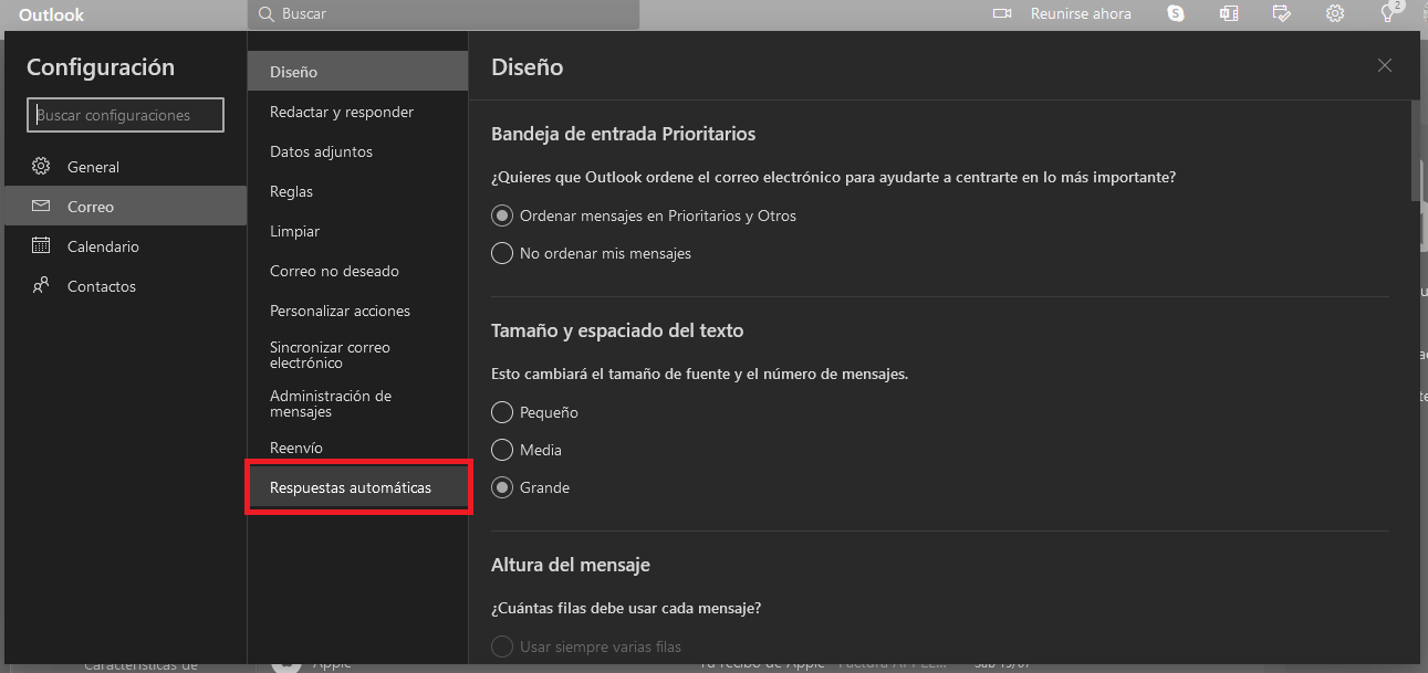Cómo desactivo una respuesta automática en Outlook
