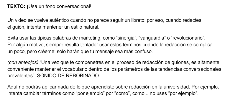 Cómo escribir un guión: ejemplo de un tono conversacional