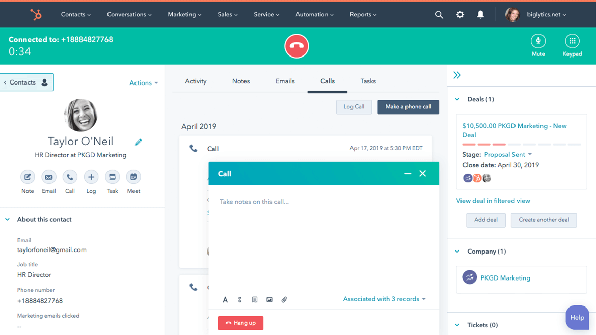 Software gratuito para grabar llamadas de HubSpot