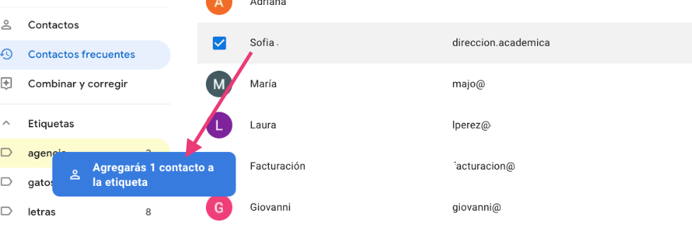 Cómo arrastrar un contacto de Gmail para llevarlo a una etiqueta
