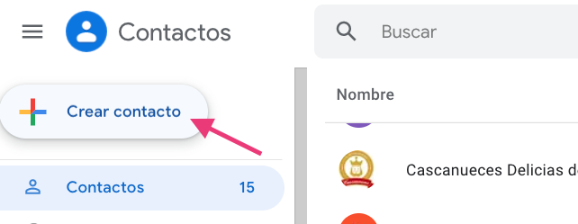 Botón para crear contacto para Gmail