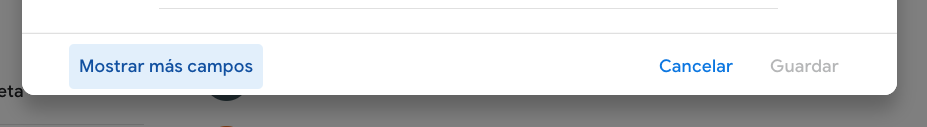 Botón para Mostrar más campos al crear un nuevo contacto en Gmail