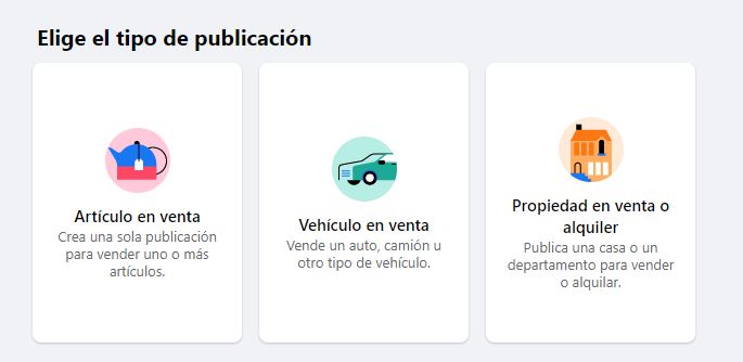 Tipos de publicaciones de venta en Facebook
