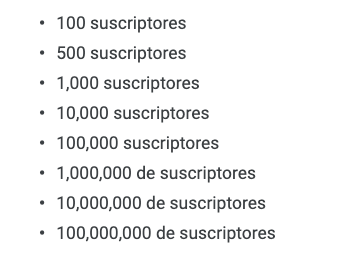 Conteos importantes de suscriptores a canal de YouTube