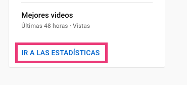 Ir a las estadísticas del canal de YouTube para ver los suscriptores al canal