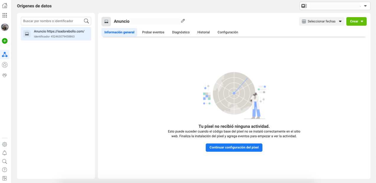 Cómo acceder a los píxeles de Facebook: dirígete al administrador de eventos