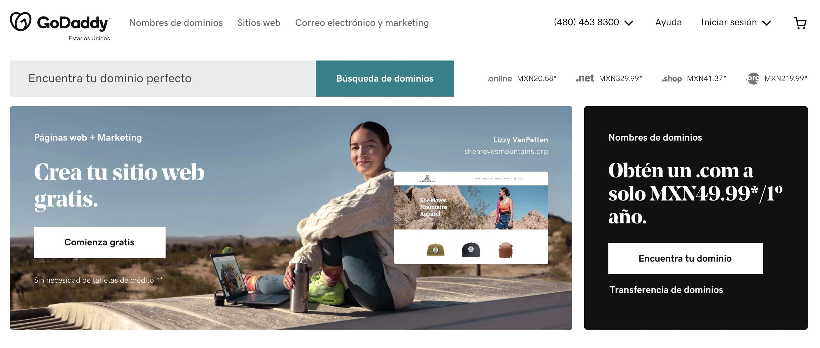 Dónde comprar un dominio y hosting: GoDaddy