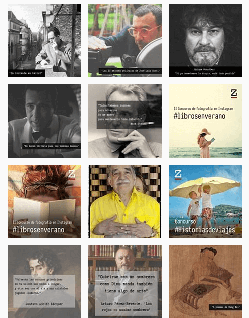 Ejemplo de publicaciones sobre concurso en Instagram: Zenda