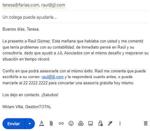 Correo de seguimiento: recomendación