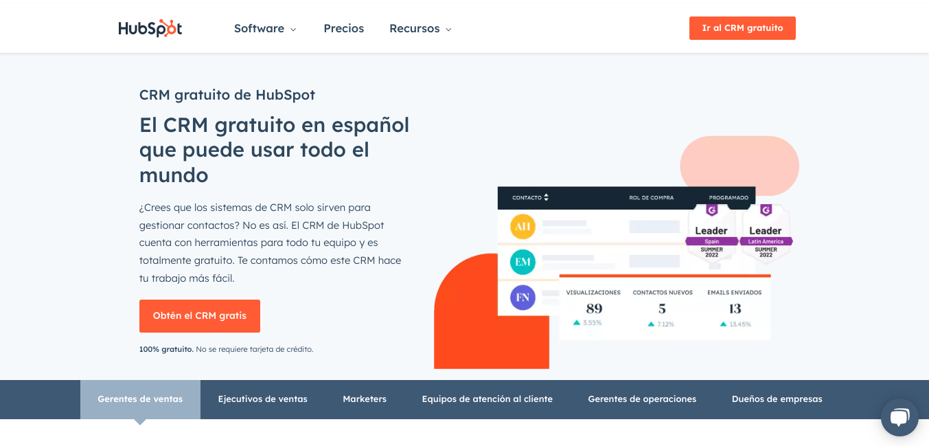 Ejemplo de CRM analítico: HubSpot