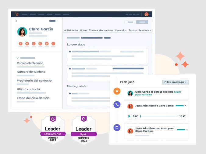 Ejemplo de CRM social de HubSpot