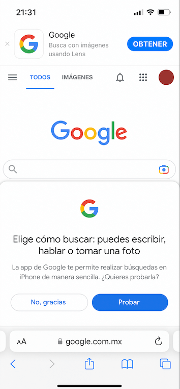 Google como ejemplo de diseño web responsive