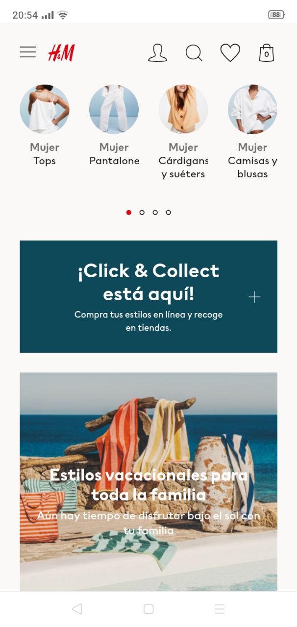 Tendencias de diseño web móvil: estructura coherente de H&M