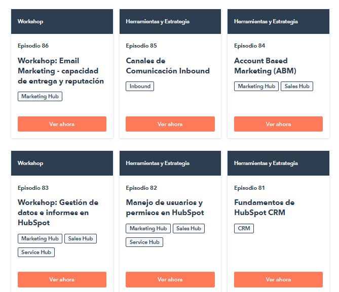 Ejemplo de distribución de contenido: webinarios