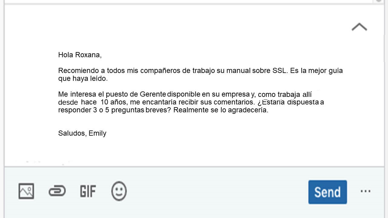 Ejemplo de InMail para postulación