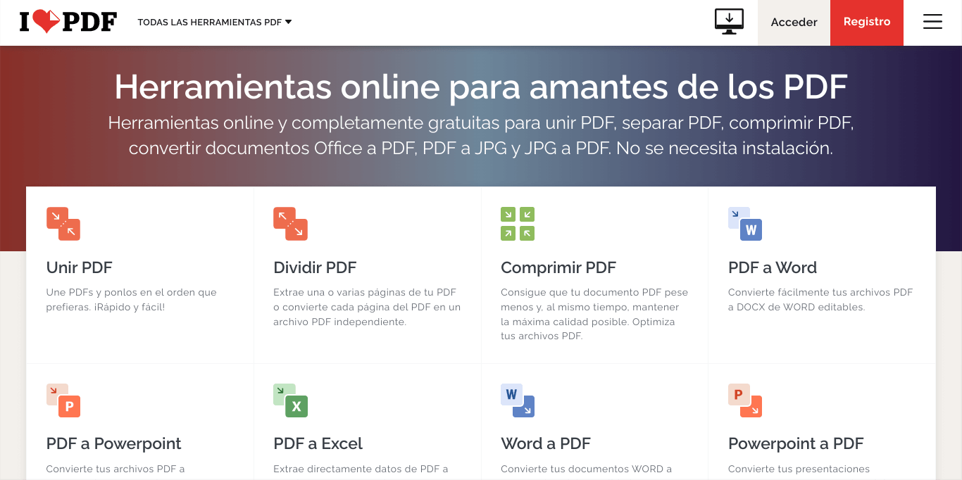 Herramientas de edición PDF de iLovePDF