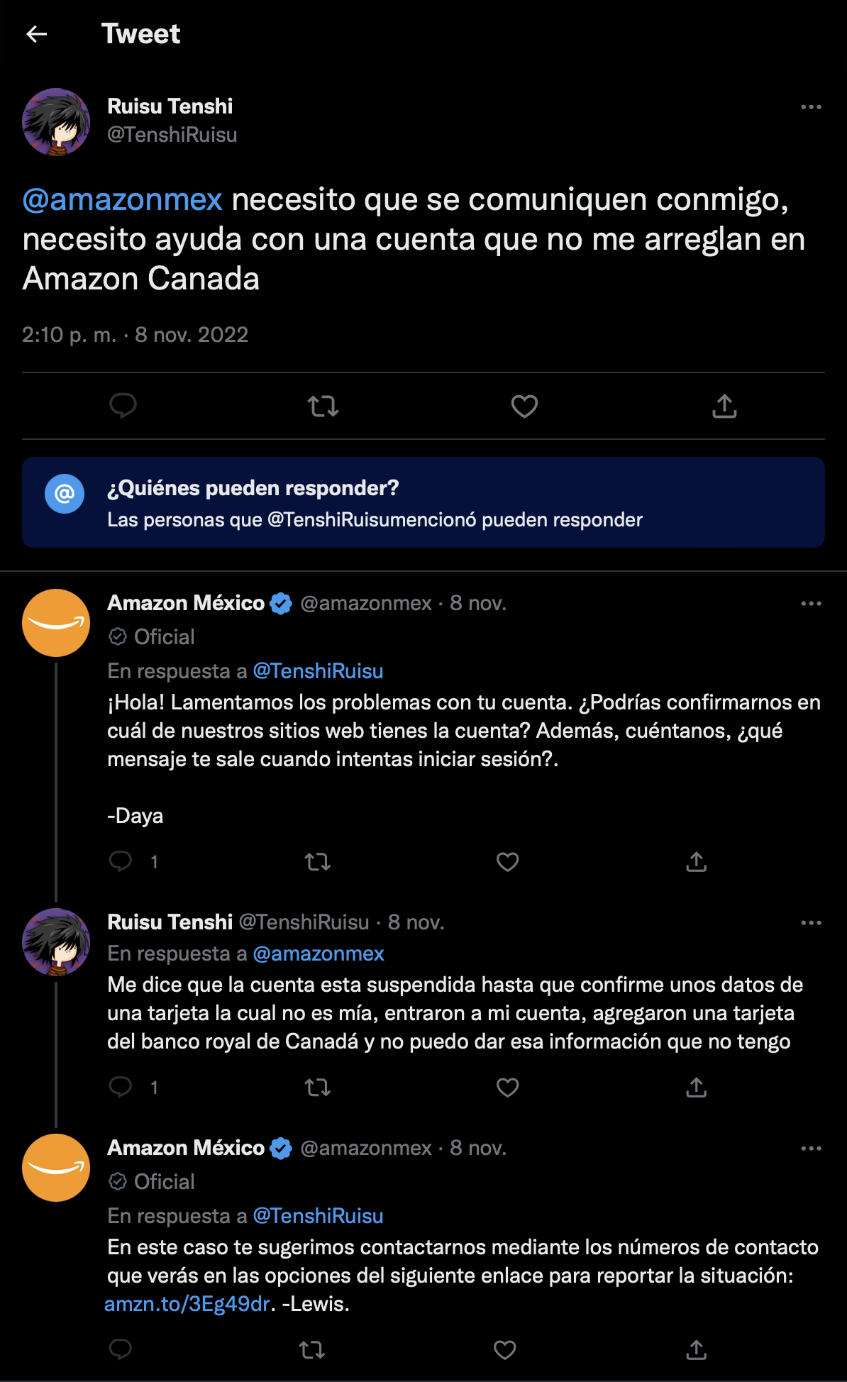 Ejemplo de una buena atención al cliente en redes sociales: Amazon