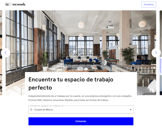 ejemplo de empresa B2B internacional - WeWork