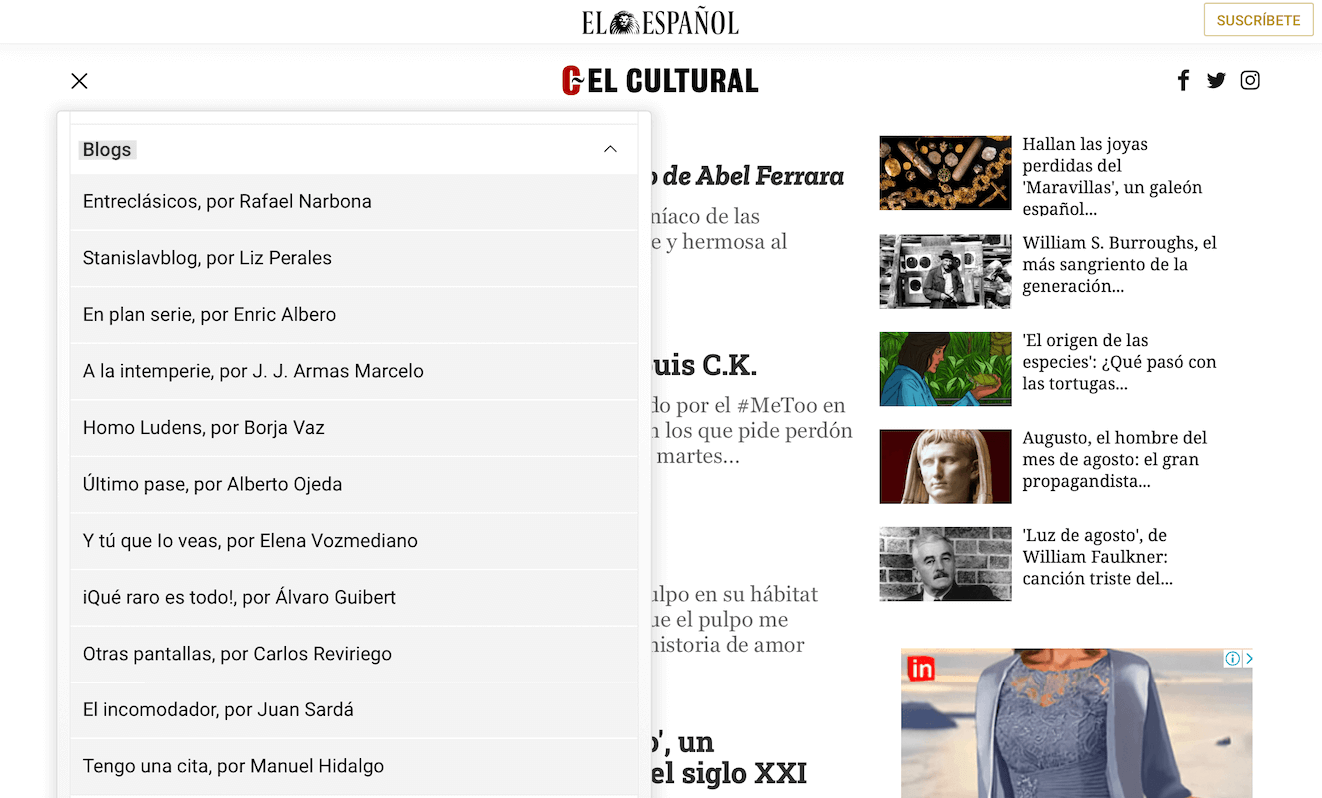 Ejemplos de blogs: El Cultural