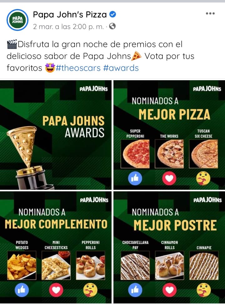 Ejemplos extraordinarios de copywriting - Papa John´s