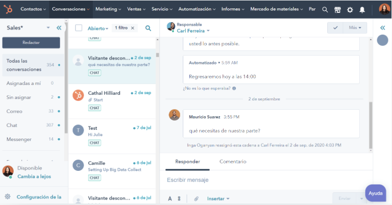 Ejemplo de CRM B2B 2023: HubSpot