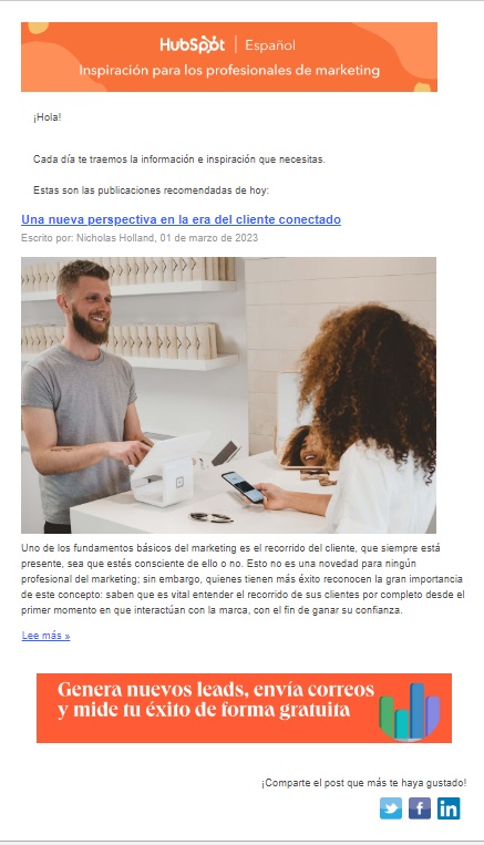 Ejemplo de boletín informativo - HubSpot