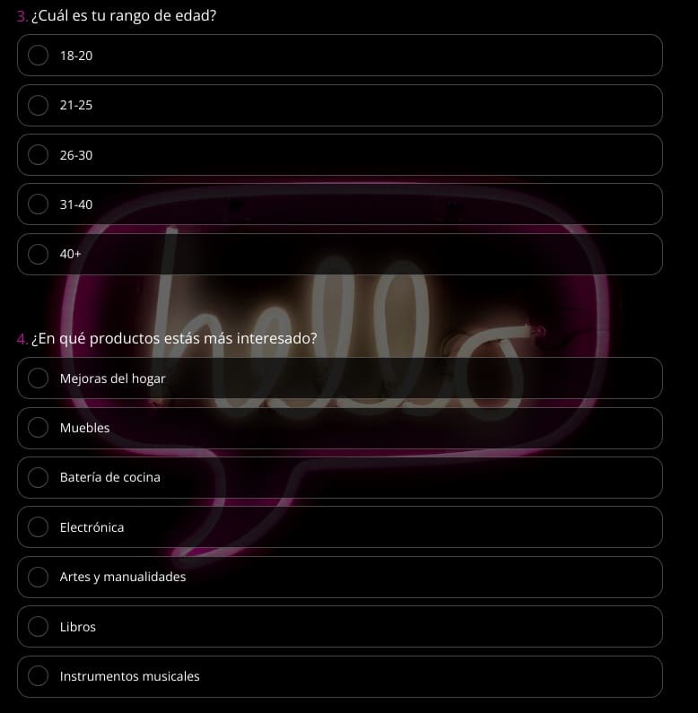 Ejemplo de formulario para nuevos clientes - campos