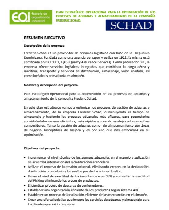 Ejemplo de plan de empresa: Escuela de organización industrial