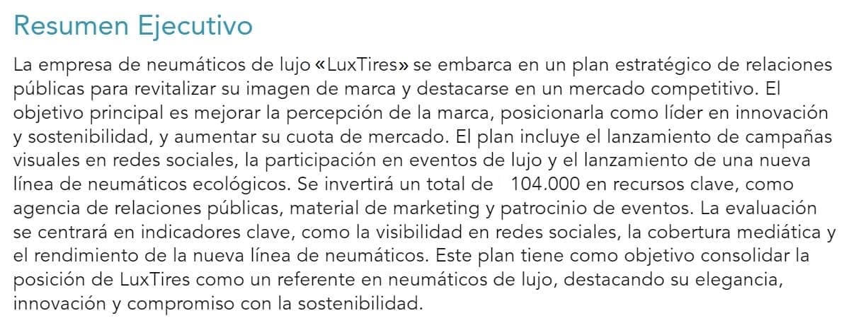 Plan de relaciones públicas ejemplo