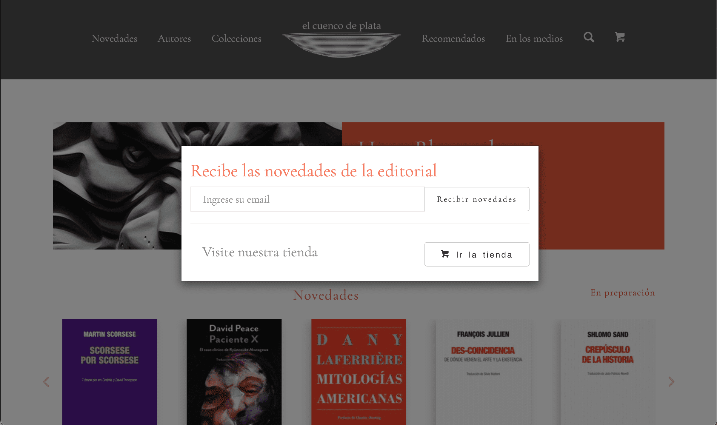Ejemplo de pop-up como formulario emergente en editorial