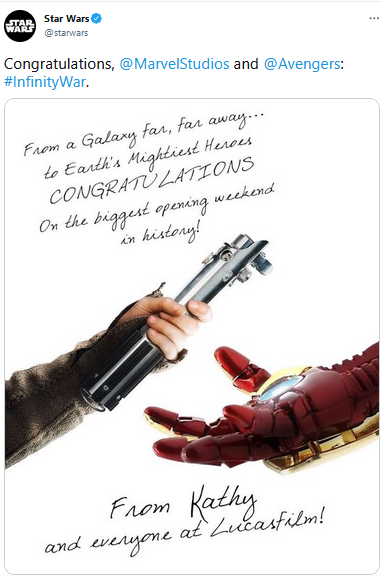 Ejemplo de relaciones públicas de Star Wars en Twitter