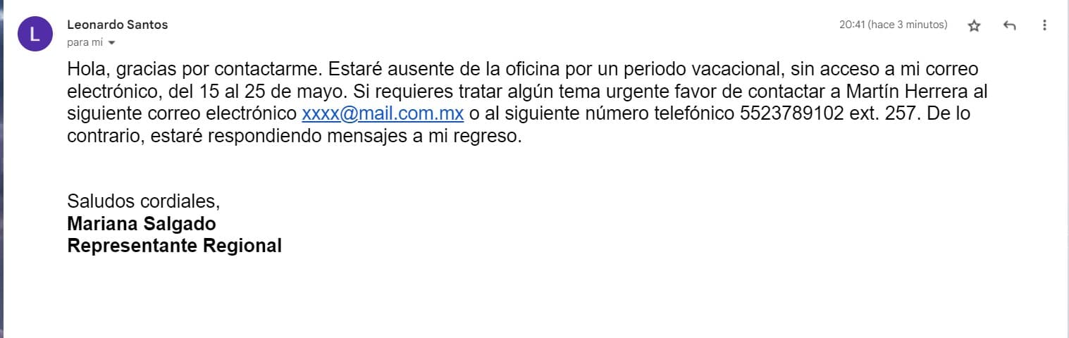 respuesta automática outlook vacaciones