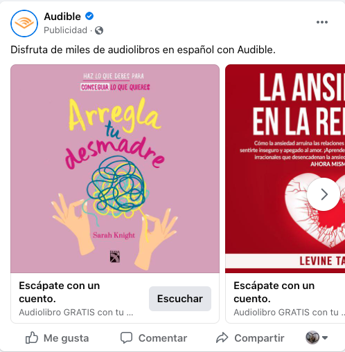 Retargeting en Facebook: ejemplo de anuncio