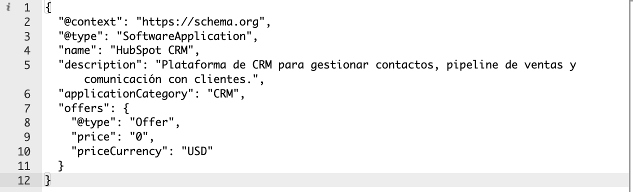Ejemplo de schema markup JSON-LD para una aplicación de software