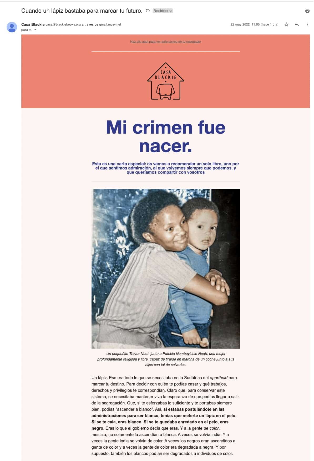 Ejemplo de email marketing: Blackie Books