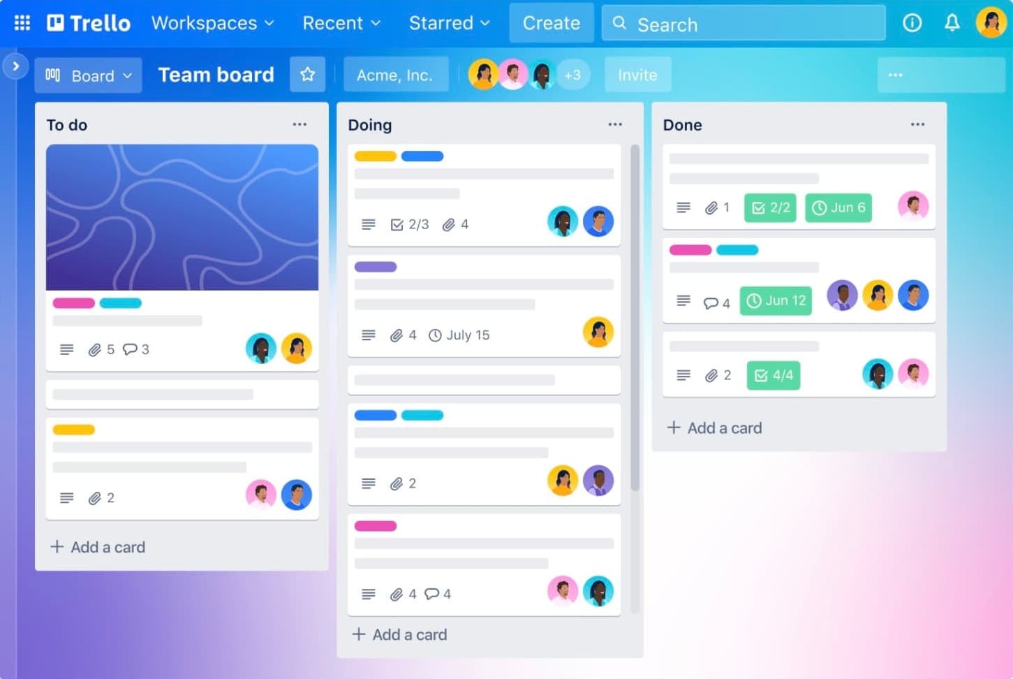 Ejemplo de single page application de Trello