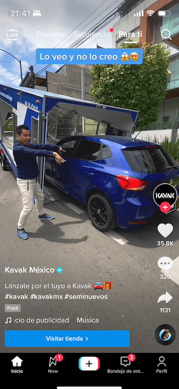 Ejemplo de video marketing en redes sociales: Kayak en Tiktok