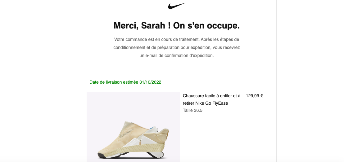 confirmation de commande