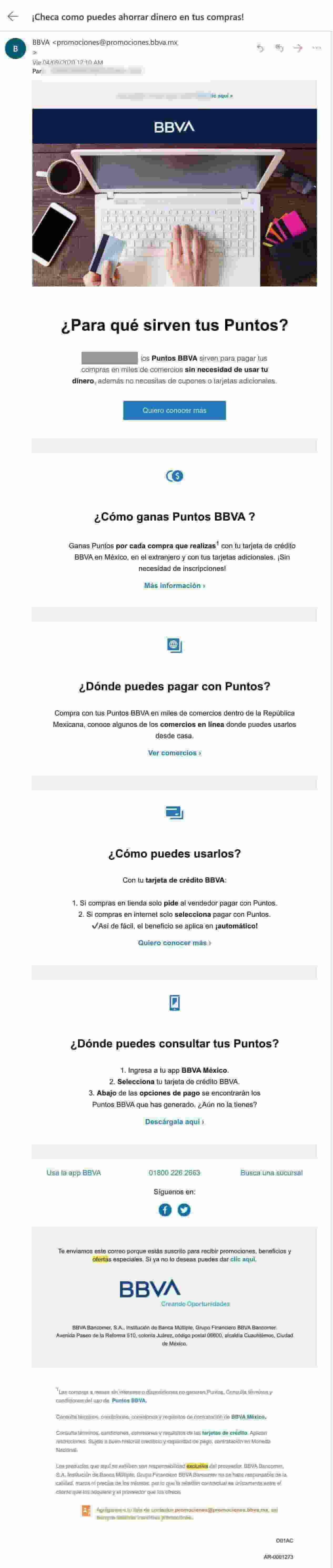 Campaña de mailing de BBVA