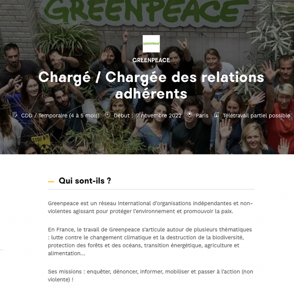 offre d'emploi de greenpeace