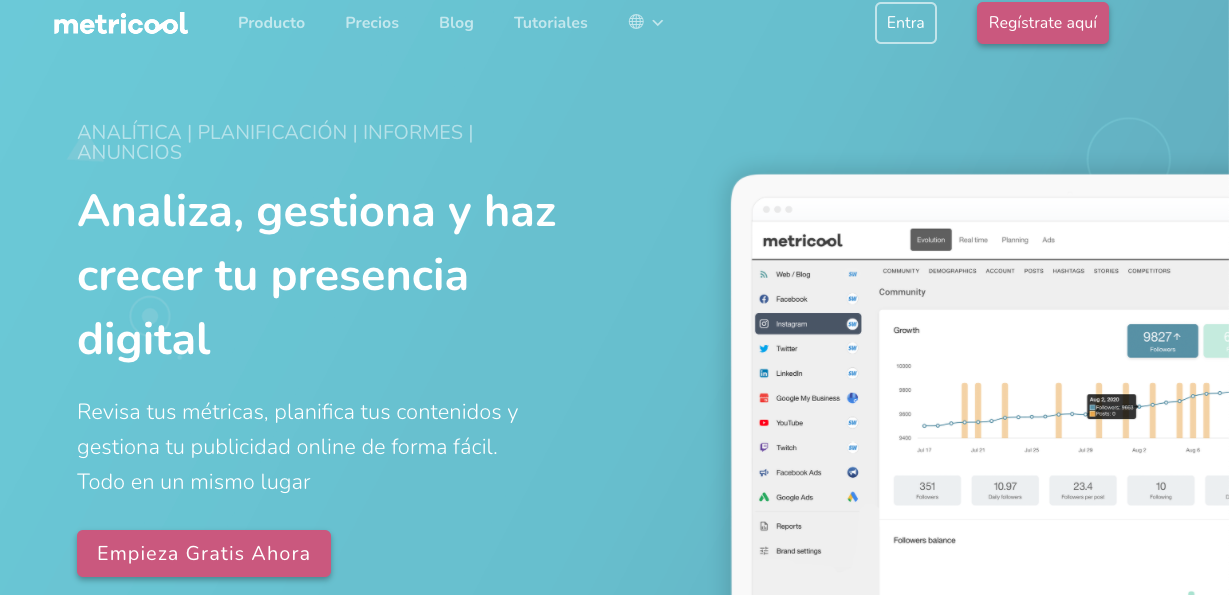 Metricool, herramienta para obtener etadísticas de Instagram gratis