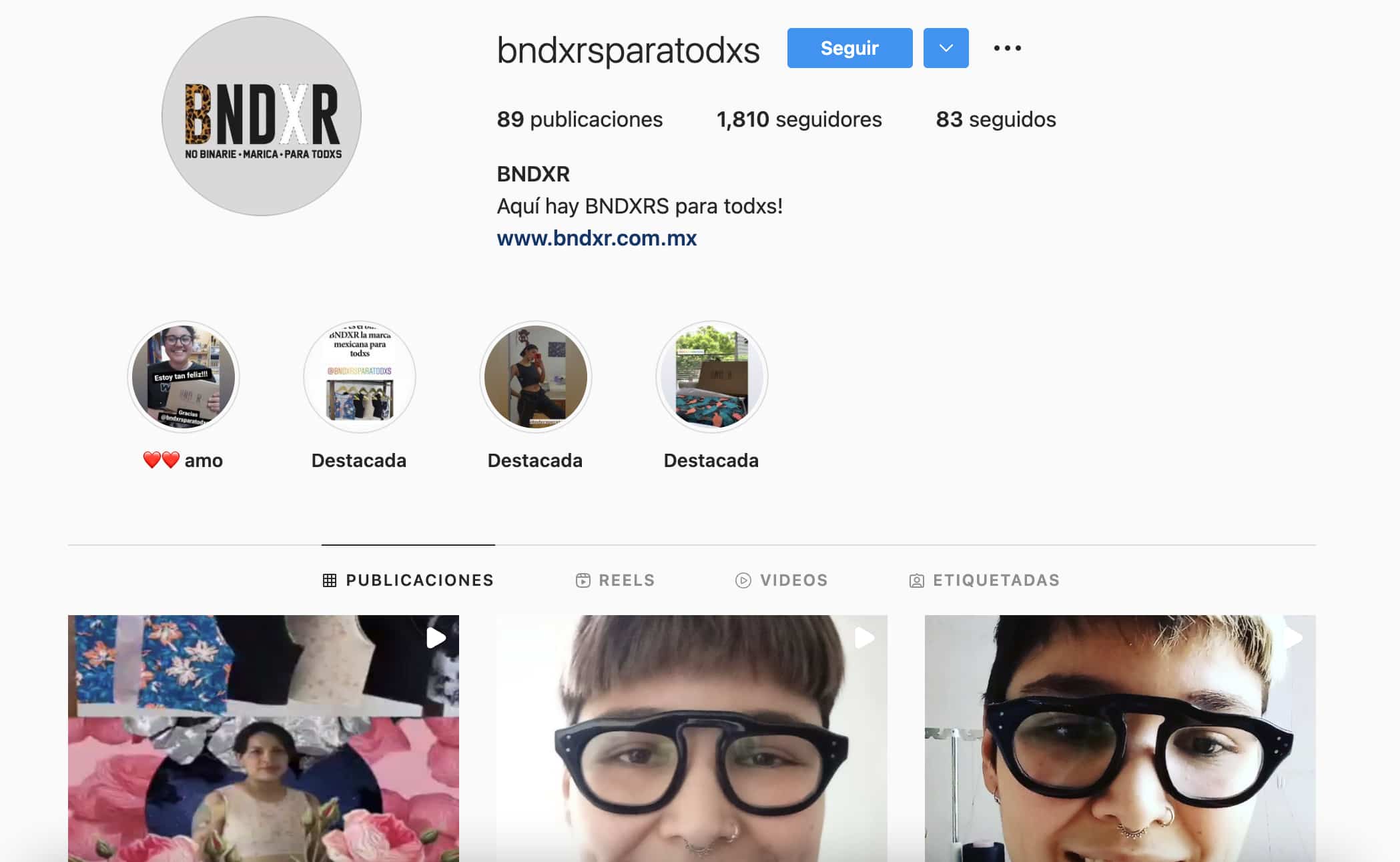 Ejemplos de nicho de mercado: feed de marca de ropa para personas no binarias