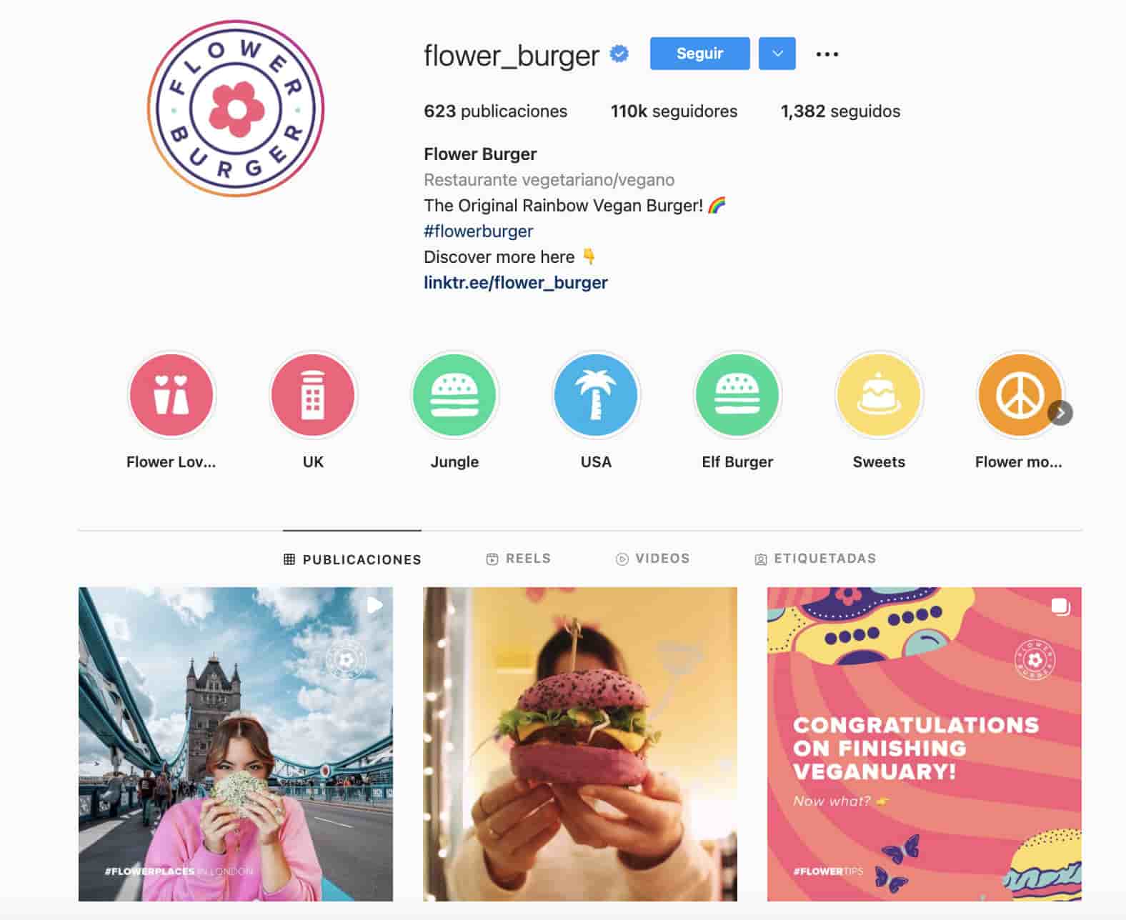 Ejemplos de nicho de mercado: feed de restaurante de hamburguesas para veganos