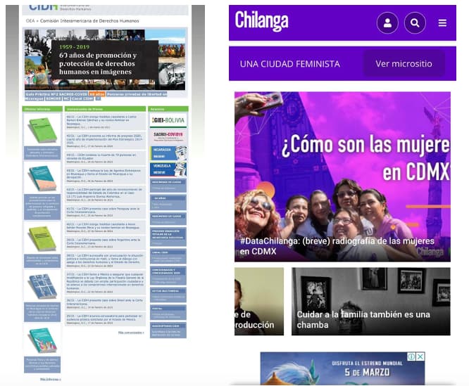 Etiqueta viewport: comparación de sitios web