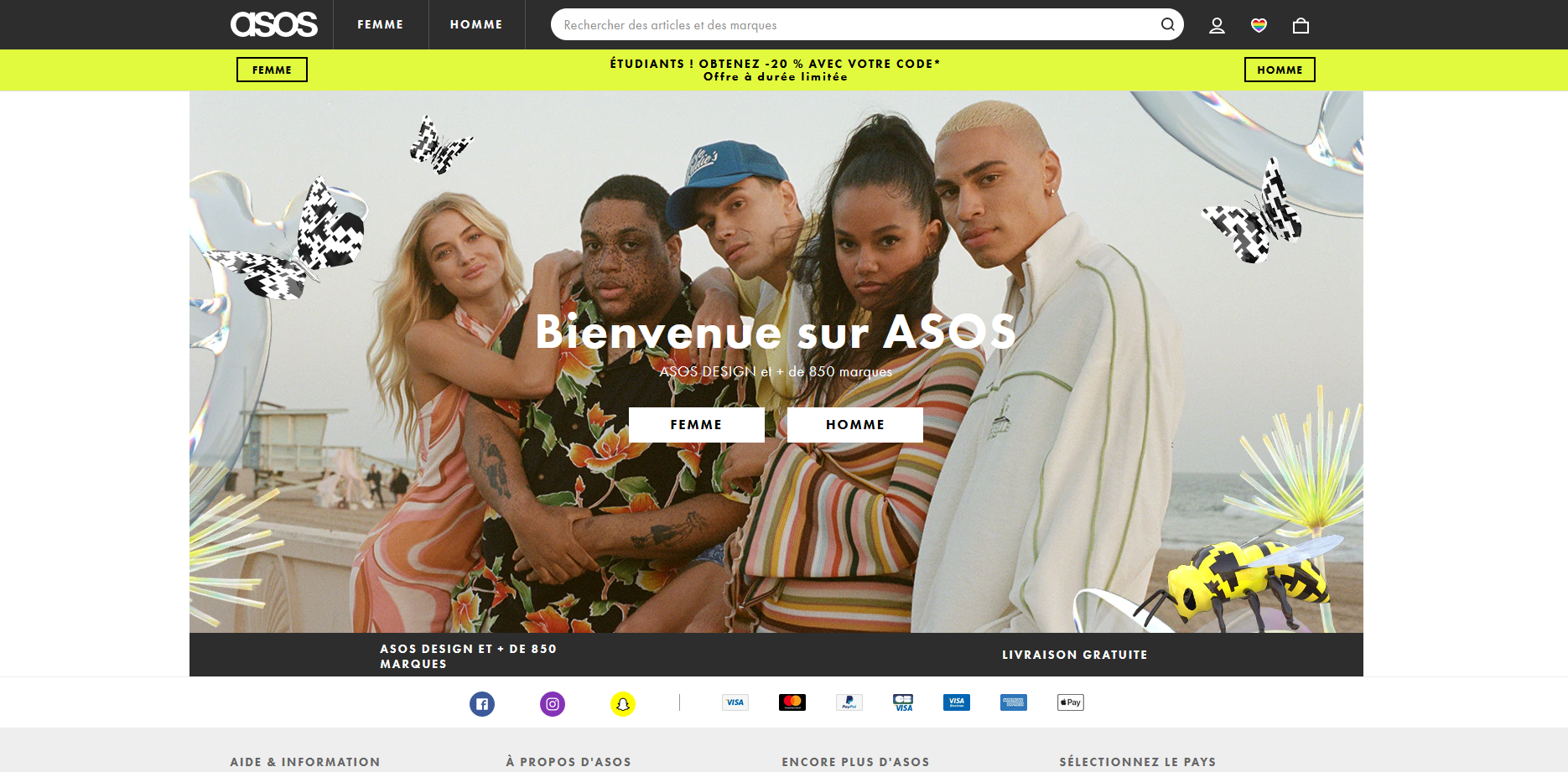 exemple asos page d'accueil