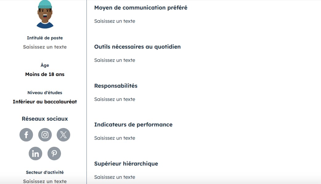exemple de fiche de profil client