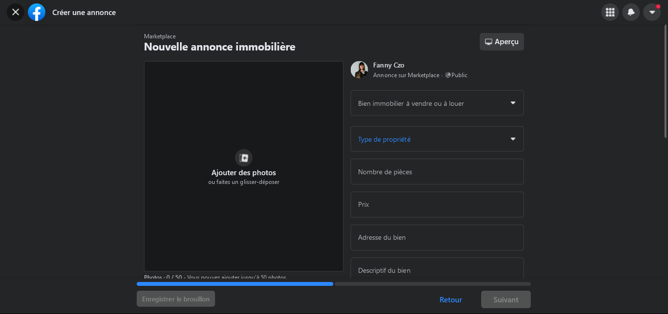 exemple d'une annonce immobilière sur facebook marketplace