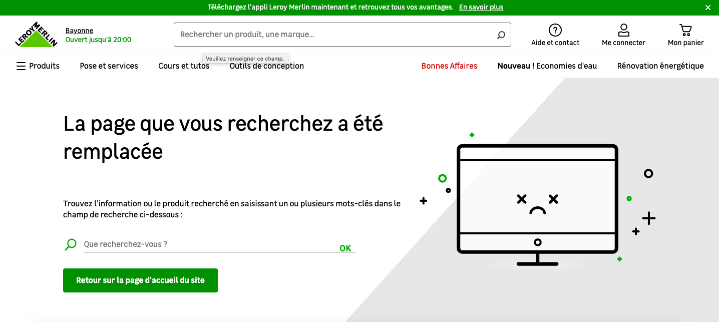 page erreur 404 personnalisée